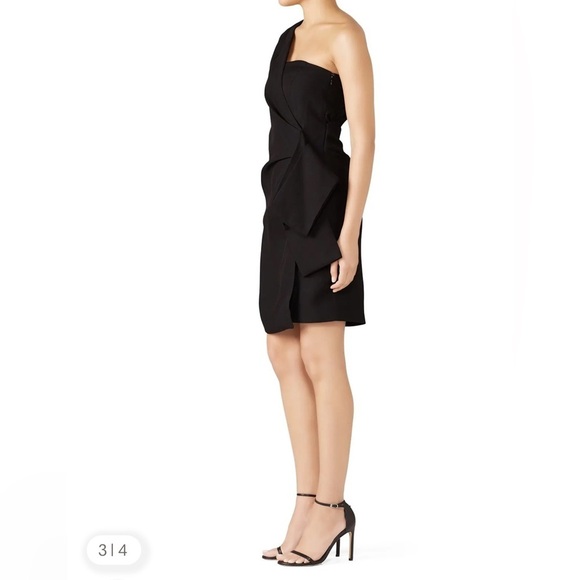 Victoria Beckham Black Asymmetrical Ruffled Cocktail Dress size 6 - Picture 4 of 12